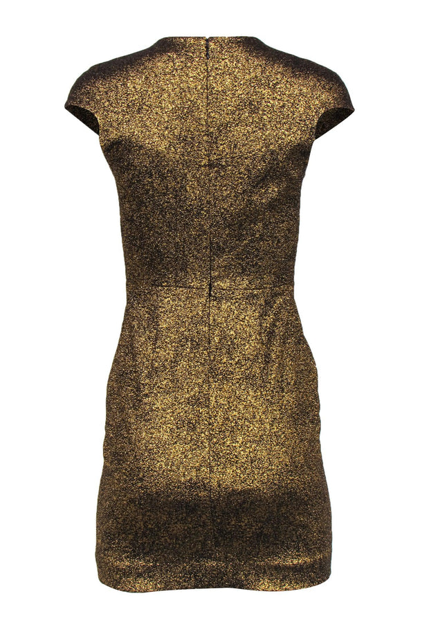 Current Boutique-Diane von Furstenberg - Metallic Gold Crackled Cap Sleeve Sheath Dress Sz 0