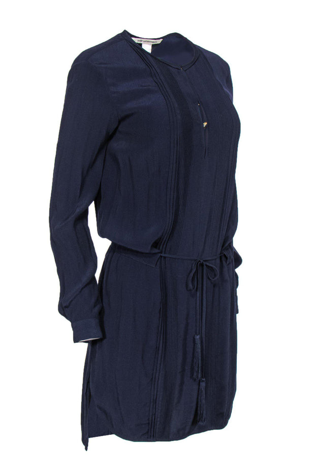 Current Boutique-Diane von Furstenberg - Navy Blue Peasant Dress w/ Tassels Sz 0