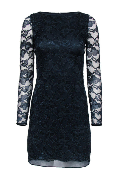 Current Boutique-Diane von Furstenberg - Navy Floral Lace Sheath Dress Sz 2