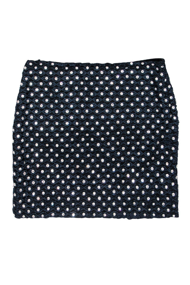 Current Boutique-Diane von Furstenberg - Navy Loyola Crystal Miniskirt Sz 0