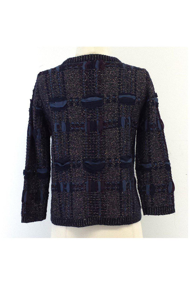 Current Boutique-Diane von Furstenberg - Navy & Maroon Woven Cardigan Sz S