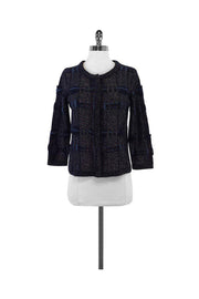 Current Boutique-Diane von Furstenberg - Navy & Maroon Woven Cardigan Sz S