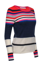 Current Boutique-Diane von Furstenberg - Navy, Red & Pink Striped Knit Sweater Sz S