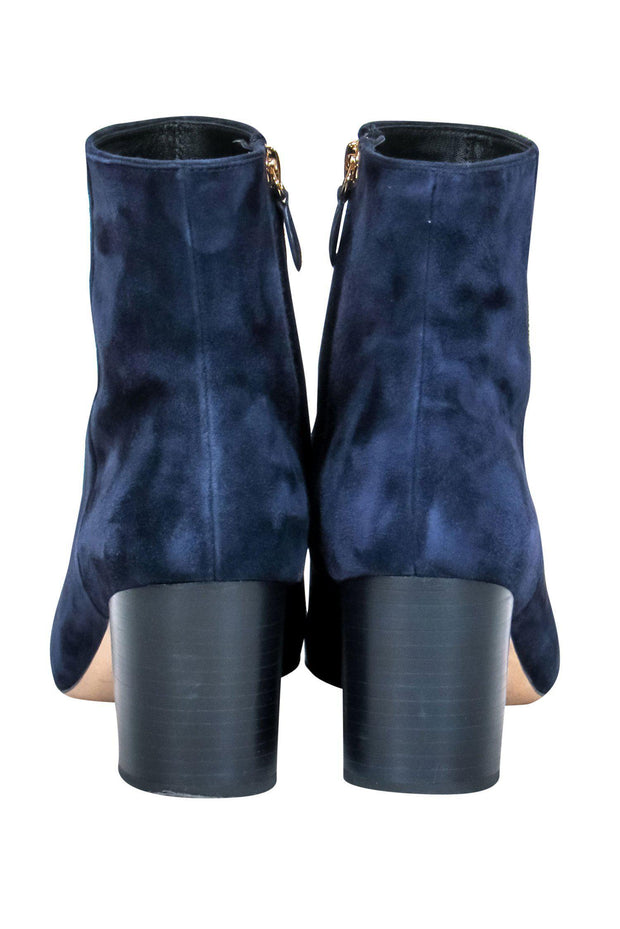 Current Boutique-Diane von Furstenberg - Navy Suede Block Heel Ankle Booties Sz 9.5