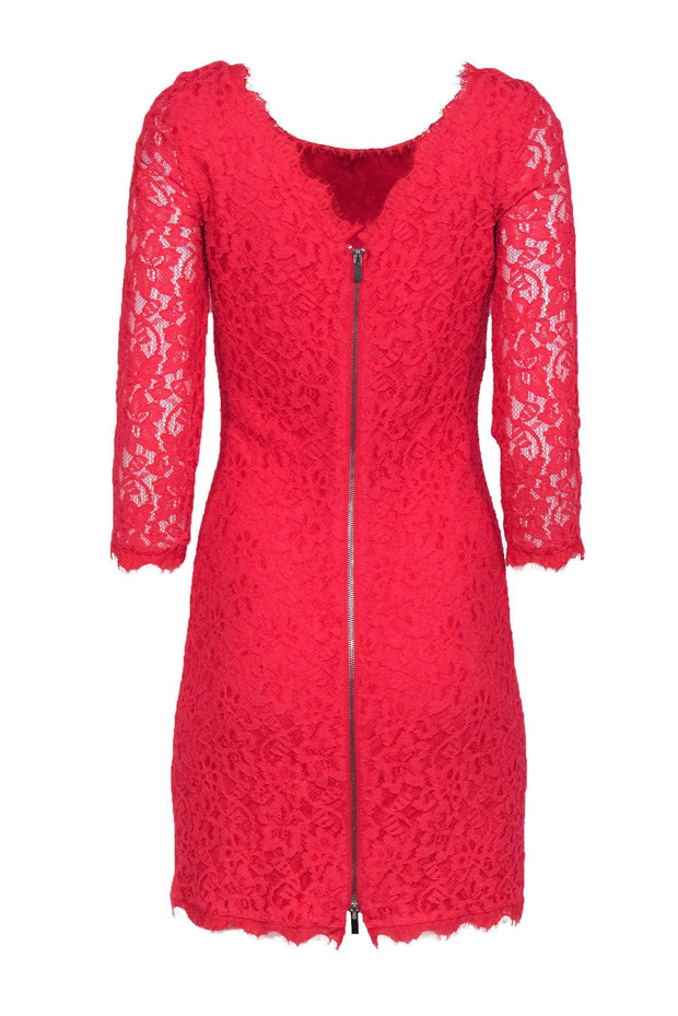 Current Boutique-Diane von Furstenberg - Neon Hot Pink "Zarita" Lace Dress Sz 6