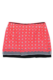 Current Boutique-Diane von Furstenberg - Neon Pink Circle Pattern Miniskirt Sz 0