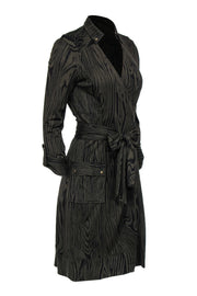 Current Boutique-Diane von Furstenberg - Olive Wood Grain Print Silk Midi Wrap Dress Sz 8