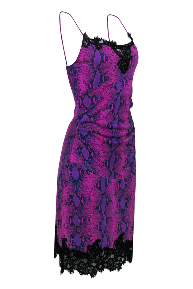 Current Boutique-Diane von Furstenberg - Pink & Purple Lace Trim Slip Dress Sz 6