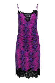 Current Boutique-Diane von Furstenberg - Pink & Purple Lace Trim Slip Dress Sz 6