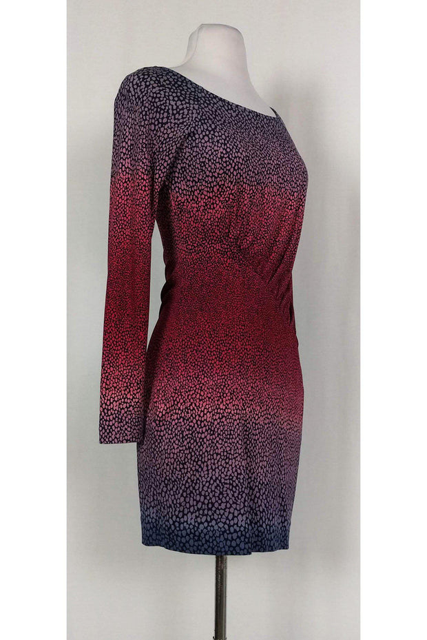 Current Boutique-Diane von Furstenberg - Pink, Purple & Navy Spotted Dress Sz 4