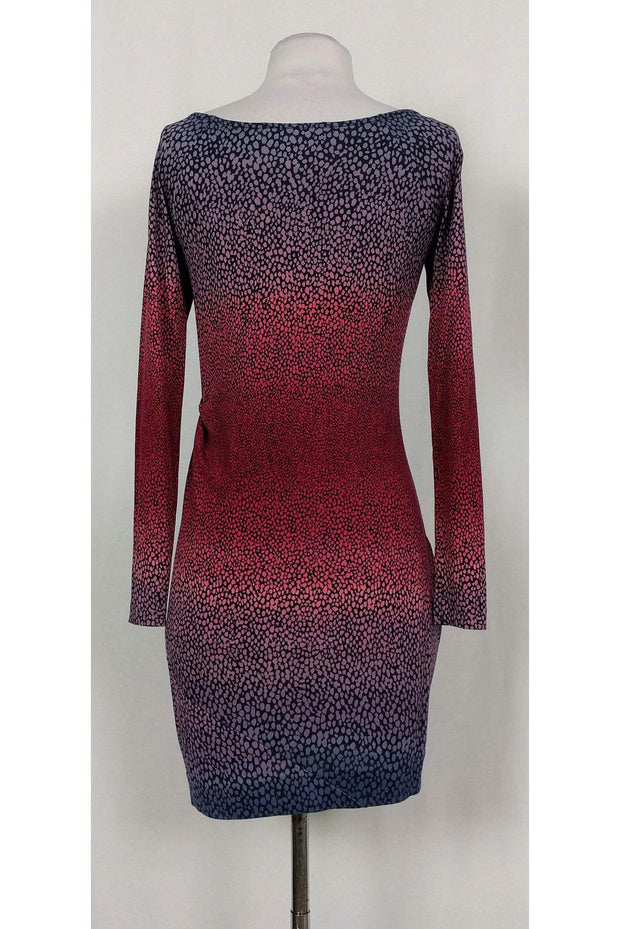 Current Boutique-Diane von Furstenberg - Pink, Purple & Navy Spotted Dress Sz 4