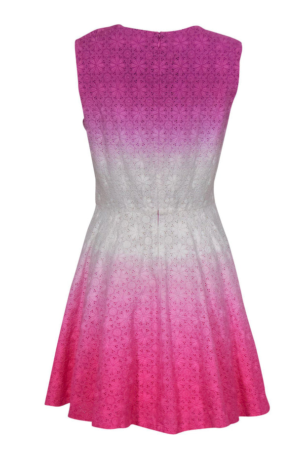 Current Boutique-Diane von Furstenberg - Pink & White Ombre Lace Fit & Flare Dress Sz 10