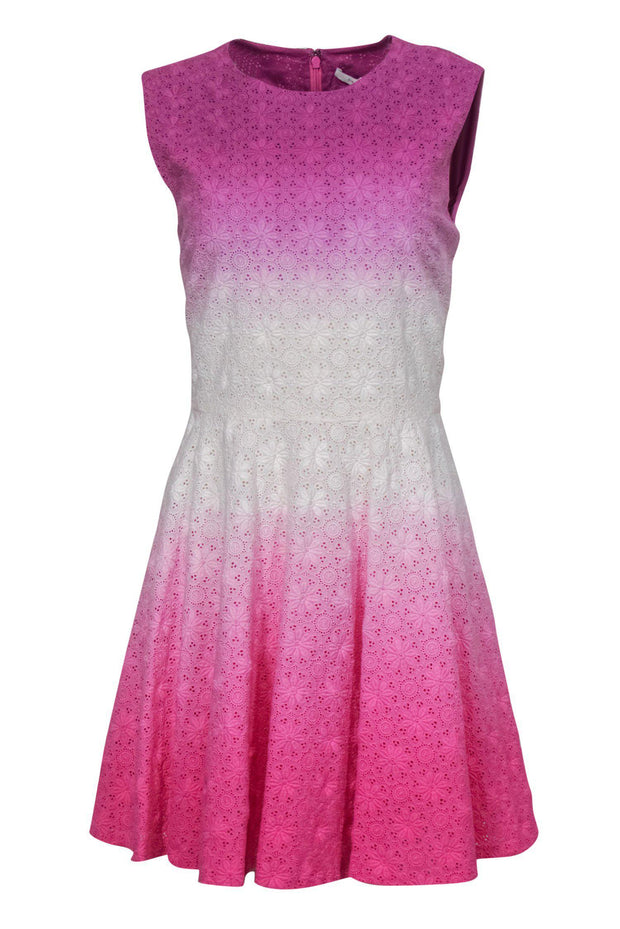 Current Boutique-Diane von Furstenberg - Pink & White Ombre Lace Fit & Flare Dress Sz 10