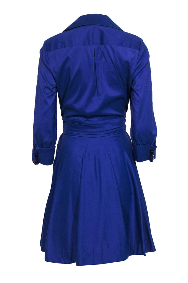 Current Boutique-Diane von Furstenberg - Purple Cuffed Sleeve A-Line Shirt Dress Sz 10