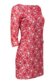 Current Boutique-Diane von Furstenberg - Red & Beige Floral Lace Sheath Dress Sz 4