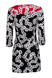 Current Boutique-Diane von Furstenberg - Red, Black & White Chain Dress Sz 4