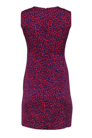 Current Boutique-Diane von Furstenberg - Red & Blue Leopard Print Silk Fit & Flare Dress Sz 2