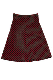 Current Boutique-Diane von Furstenberg - Red & Brown Striped Skirt Sz 4