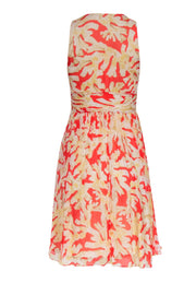 Current Boutique-Diane von Furstenberg - Red & Cream Coral Reef Print Silk Dress Sz 4