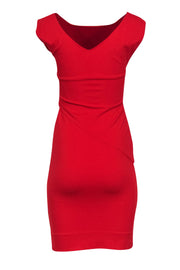 Current Boutique-Diane von Furstenberg - Red Gathered-Side Cap Sleeve Sheath Dress Sz 0