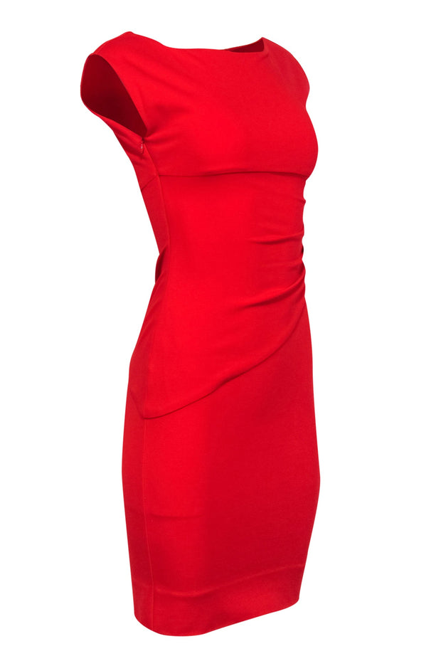 Current Boutique-Diane von Furstenberg - Red Gathered-Side Sheath Dress Sz 0