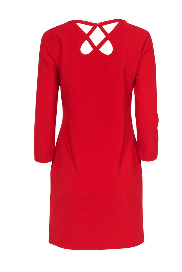 Current Boutique-Diane von Furstenberg - Red Sheath Dress w/ Cutout Neckline Sz 4