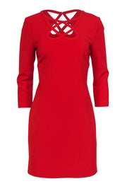 Current Boutique-Diane von Furstenberg - Red Sheath Dress w/ Cutout Neckline Sz 4