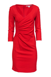 Current Boutique-Diane von Furstenberg - Red Sheath Dress w/ Ruched Side Sz 0