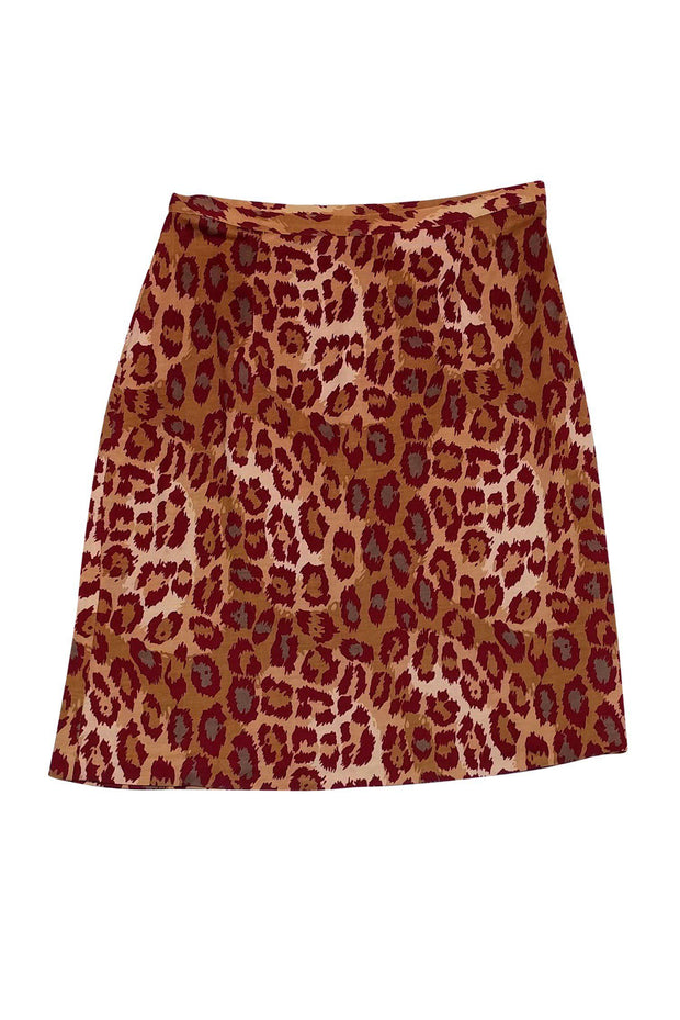 Current Boutique-Diane von Furstenberg - Red & Tan Animal Print Skirt Sz 10