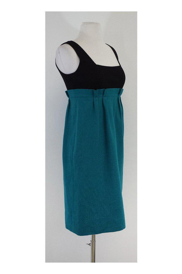 Current Boutique-Diane von Furstenberg - Teal & Black Empire Waist Dress Sz 2