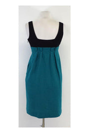 Current Boutique-Diane von Furstenberg - Teal & Black Empire Waist Dress Sz 2