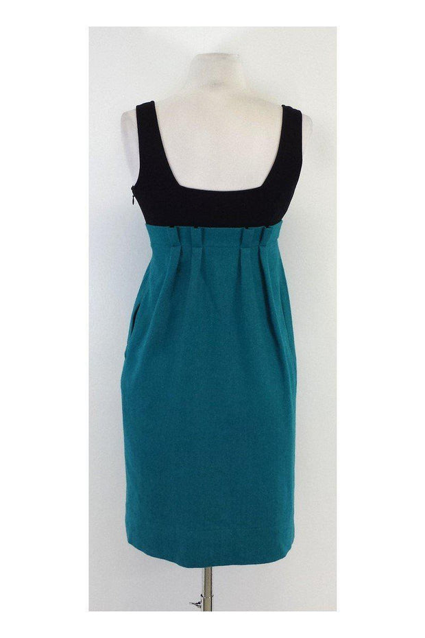 Current Boutique-Diane von Furstenberg - Teal & Black Empire Waist Dress Sz 2