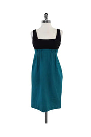 Current Boutique-Diane von Furstenberg - Teal & Black Empire Waist Dress Sz 2