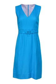 Current Boutique-Diane von Furstenberg - Turquoise Sleeveless Sheath Dress w/ Belt Sz 6