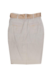 Current Boutique-Diane von Furstenberg - White Belted Pencil Skirt Sz S