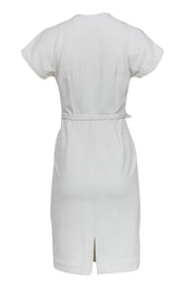 Current Boutique-Diane von Furstenberg - White Textured Zip-Up Dress w/ Belt Sz 6