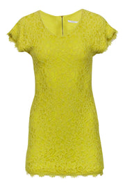 Current Boutique-Diane von Furstenberg - Yellow Fitted Lace Dress Sz 2