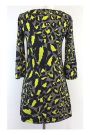 Current Boutique-Diane von Furstenberg - Yellow & Grey Silk Shift Dress Sz 2