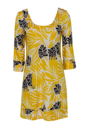 Current Boutique-Diane von Furstenberg - Yellow Scoop Neck Floral Silk Dress Sz 8