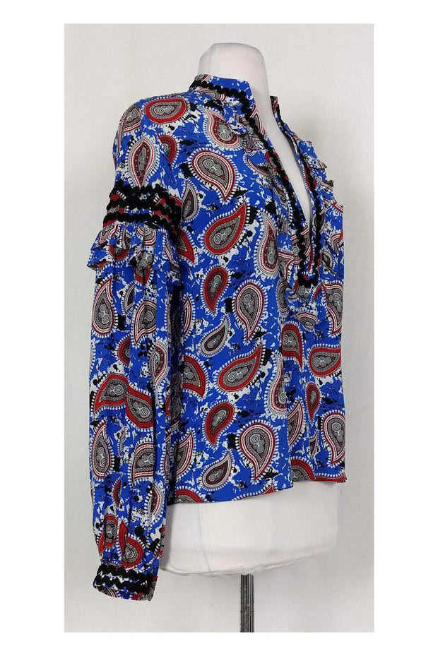 Current Boutique-Dodo Bar Or - Blue Paisley Print Shirt Sz 4