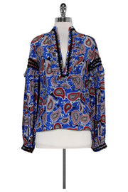 Current Boutique-Dodo Bar Or - Blue Paisley Print Shirt Sz 4