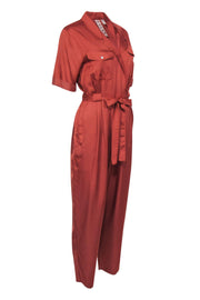 Current Boutique-Dolan - Dusty Orange Belted Straight Leg Utility-Style Jumpsuit Sz M