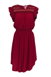 Current Boutique-Dolan - Rust Ruffle Sleeve Dress w/ Smocking Sz L