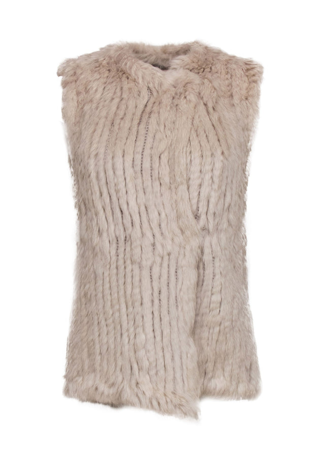 Current Boutique-Dolce Cabo - Tan Knit Rabbit Fur Vest Sz S