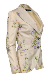 Current Boutique-Dolce & Gabbana - Beige Floral Embroidered Buttoned Blazer Sz 6