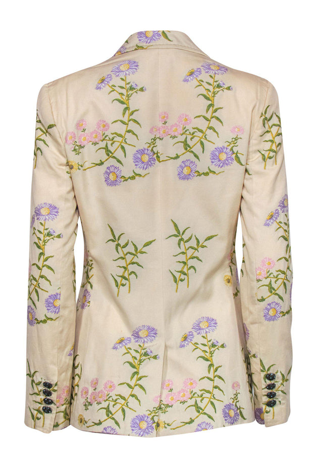 Current Boutique-Dolce & Gabbana - Beige Floral Embroidered Buttoned Blazer Sz 6