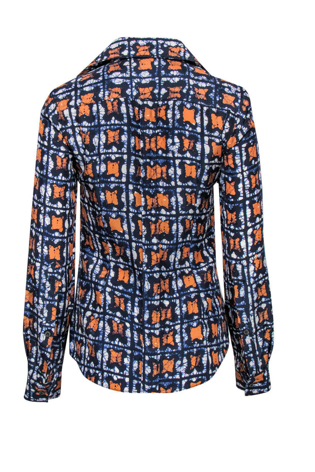 Current Boutique-Dolce & Gabbana - Navy, Orange & White Marbled Blouse Sz 2