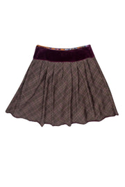 Current Boutique-Dolce & Gabbana - Plaid Pleated Circle Skirt w/ Velvet Trim Sz 6