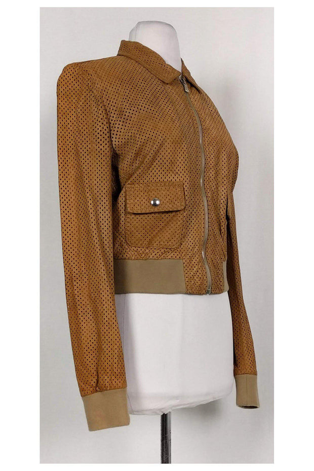 Current Boutique-Dolce & Gabbana - Tan Laser Cut Leather Jacket Sz 8