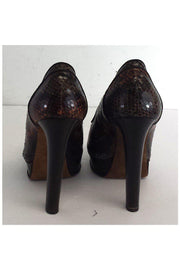 Current Boutique-Donald J Pliner - Dark Brown Snakeskin Leather Pumps Sz 9